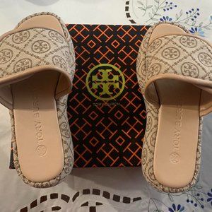 Tory Burch T Monogram Platform Bubble Slides Sz 10
